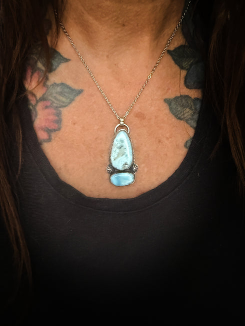 Colgante Duo de Plata con Larimar